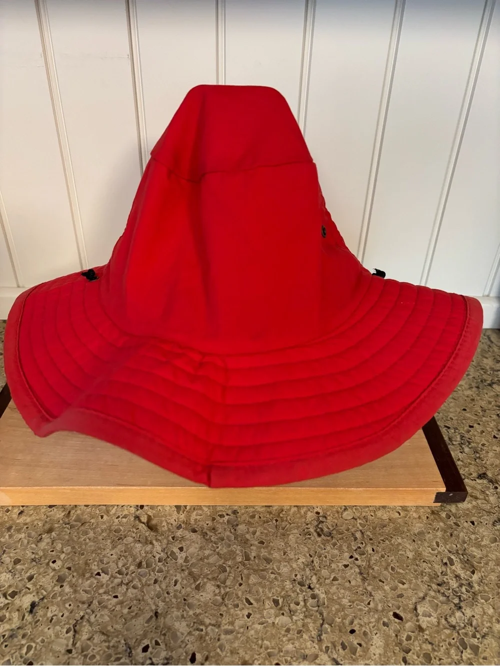 Red Sun/Garden Hat with Wide Brim and Iron Girl Logo w/ Flower Fits Size Small